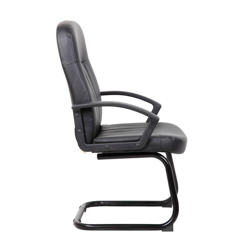 Executive Leather Budget Guest Chair Black - Boss Office Products: Metal Frame, Padded, Fixed Arms, Spot Clean
