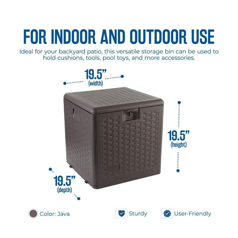 Plastic Development Group Weatherproof Resin Outdoor Patio Storage Deck Box with Secure Lid Retainer Straps