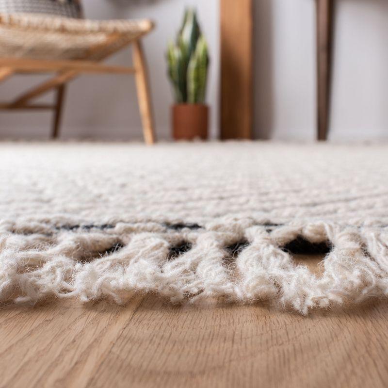 Ivory and Black Hand-Tufted Wool Square Rug, 6' x 6'