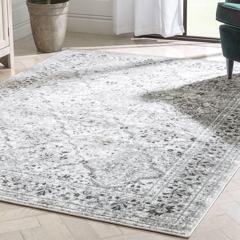 Well Woven Argos Ivory Grey Vintage Oriental Panel Area Rug 8x10 (7'10" x 9'10")