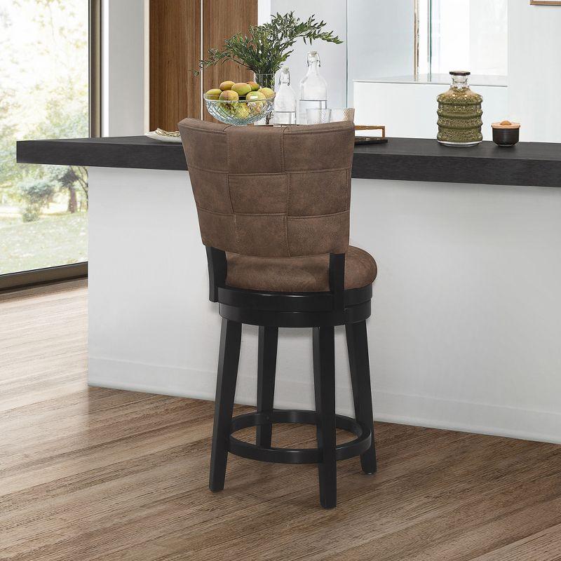 26" Kaede Wood and Upholstered Swivel Counter Height Barstool Black/Chestnut - Hillsdale Furniture: Matte Finish, Polyester, Foam Filled