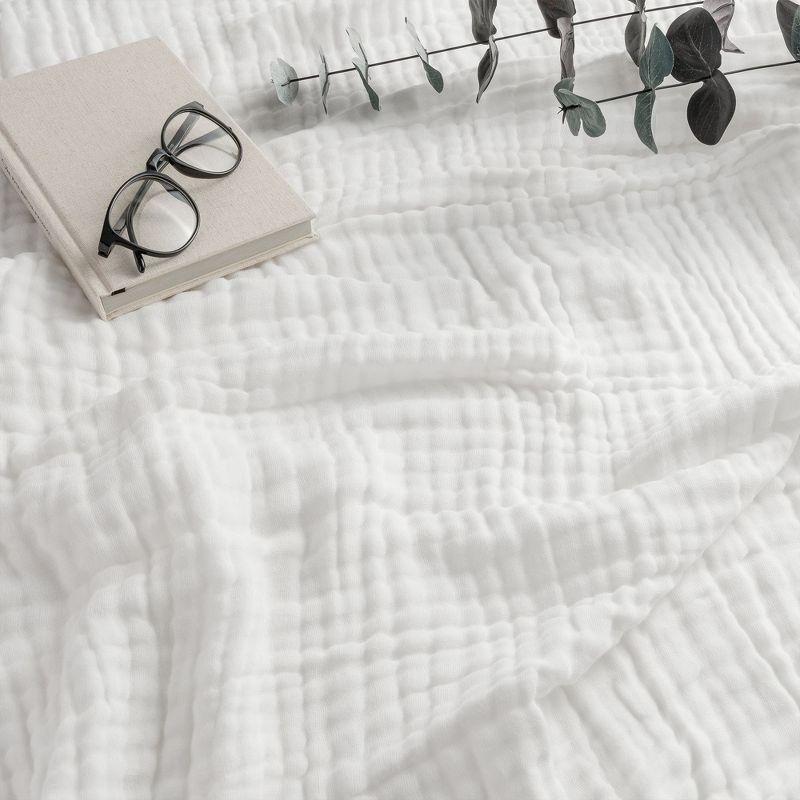Muslin Blanket for Adults, Extra Large Throw 50" x 60" By Comfy Cubs - White