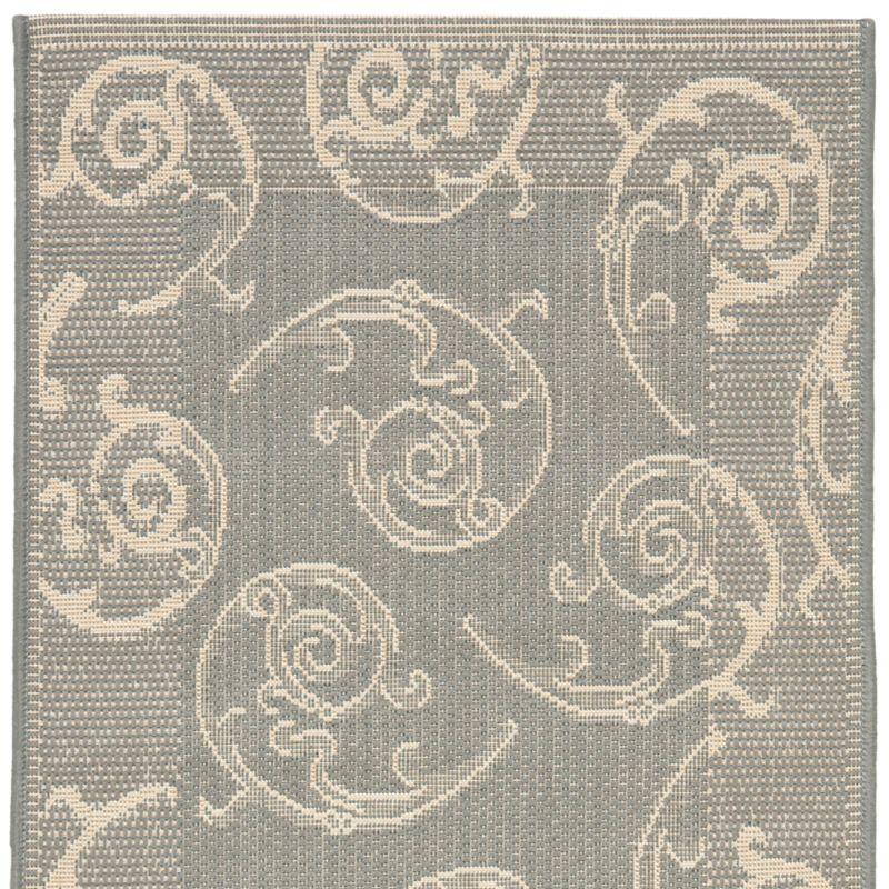 Courtyard CY2665 UV & Stain Resistant Non-Shedding Power Loomed Indoor/Outdoor Runner Rug - Grey/Natural - 2'3"x12' - Safavieh