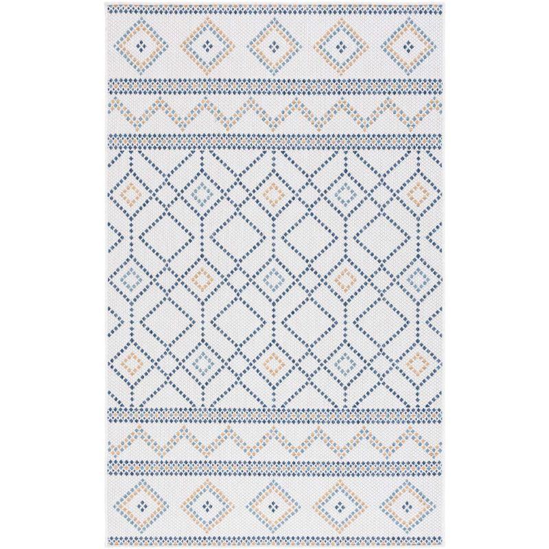 Ivory Synthetic Easy-Care Rectangular Indoor/Outdoor Rug