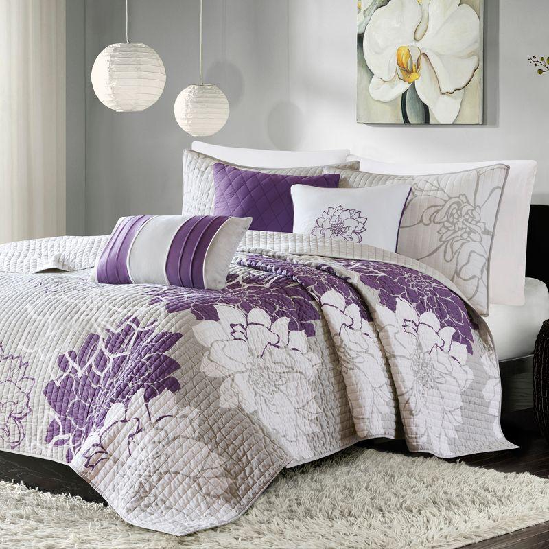 Lola Floral 6 Piece Reversible Cotton Quilt Set