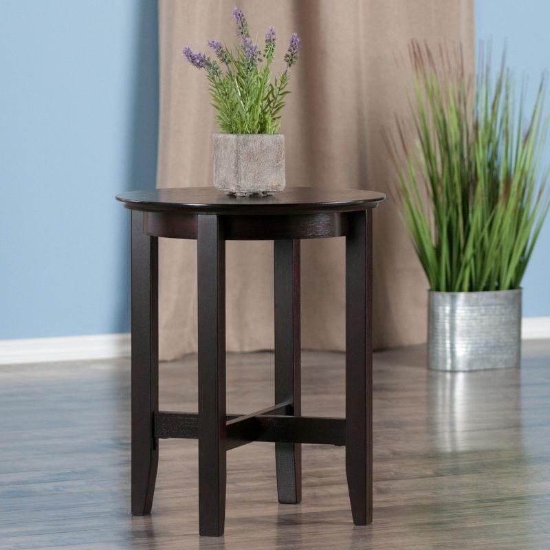 Toby End Table Espresso - Winsome: Solid Wood, Shaker-Style Legs, Bedroom & Den Use