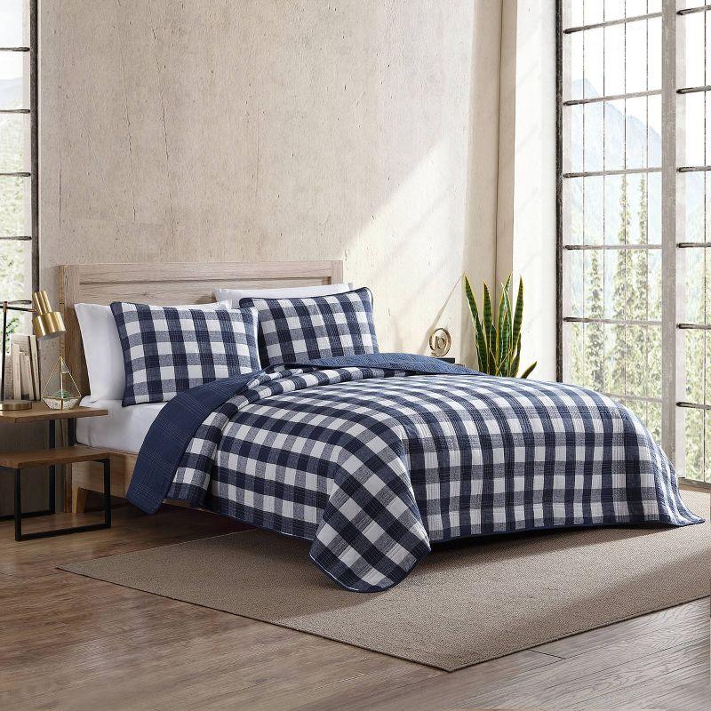 Lake House Plaid Reversible Quilt Set Blue - Eddie Bauer