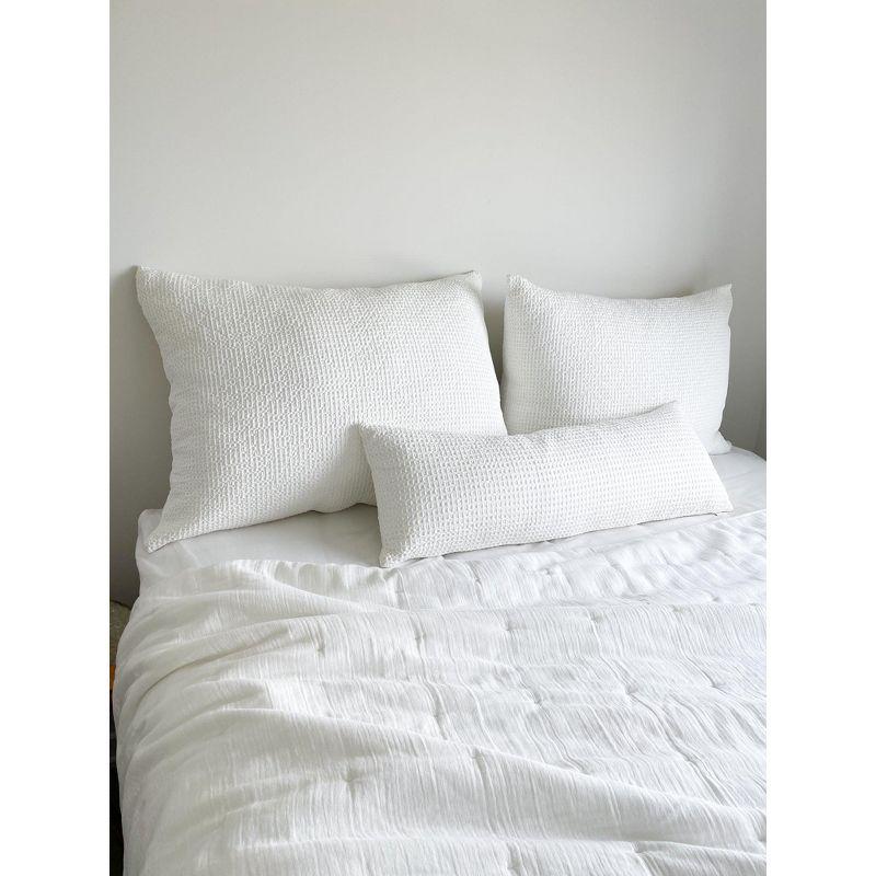 Dutch Euro White Cotton Waffle Bed Pillow