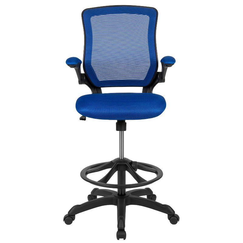 Flash Furniture Mid-Back Mesh Ergonomic Drafting Chair with Adjustable Foot Ring and Flip-Up Arms