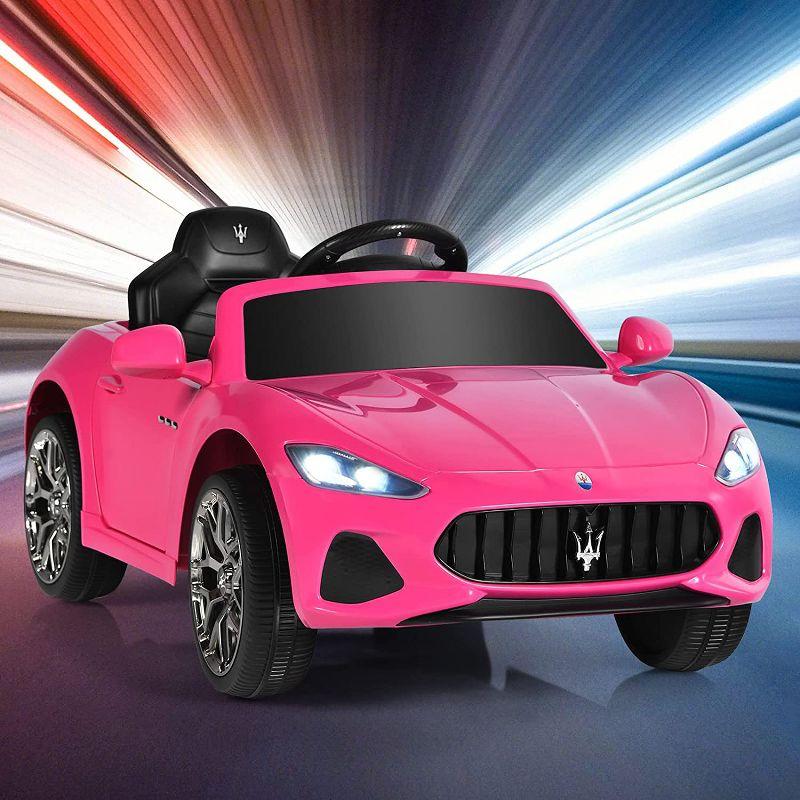 Costway 12V Kids Ride On Car Maserati GranCabrio Licensed w/ Remote Control& Lights Pink