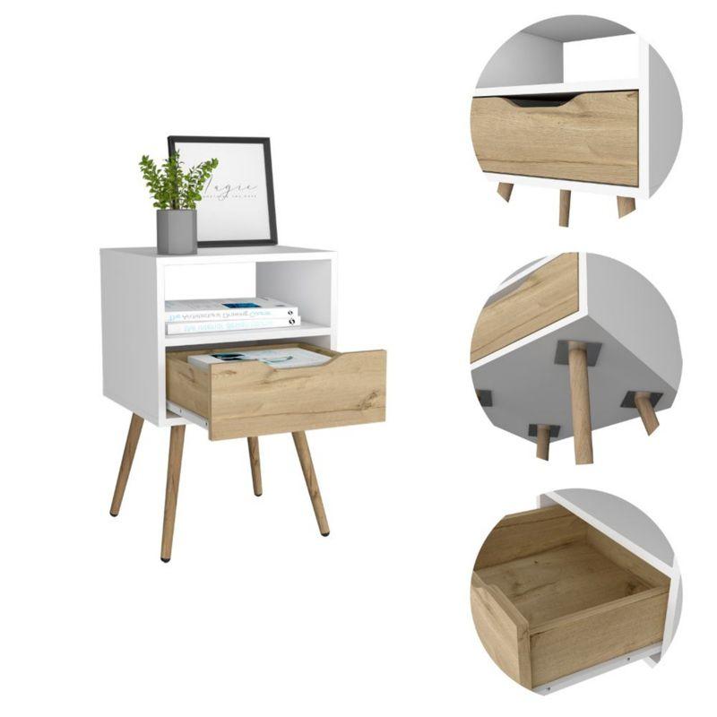 TIRAMISUBEST Nightstand with Handle-Free Drawer, Slim Profile for Tight Spaces