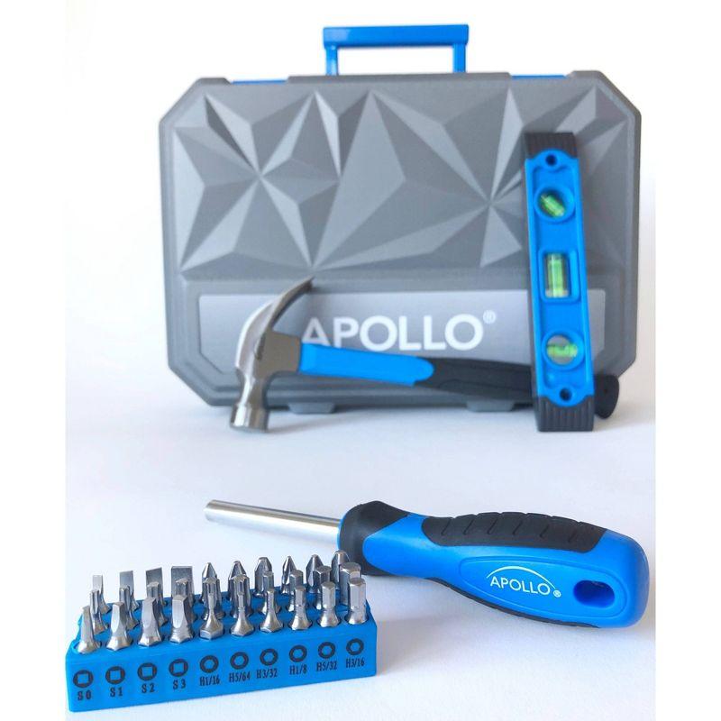 Apollo Tools 65pc Household Tool Kit DT0001: Chromed Steel Hand Tool Set with Carrying Case & Lifetime Warranty