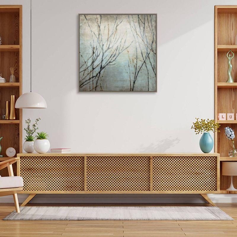 Winter Tree Song Gray and Brown Canvas Print with Frame