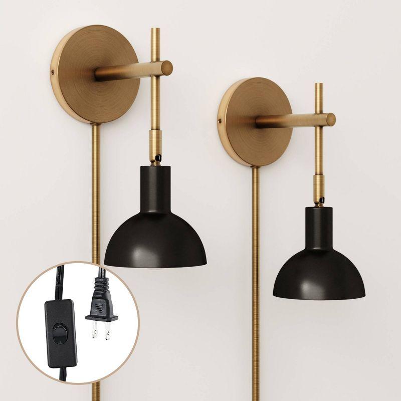 Nathan James (Set of 2) Tamlin Wall Light Fixtures Black/Gold