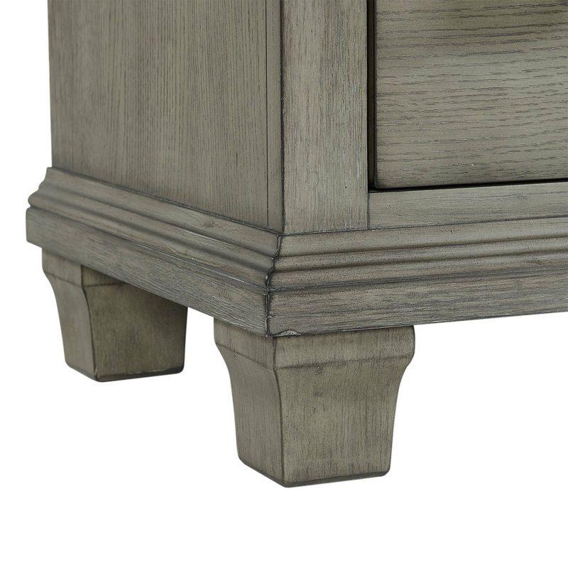 Gray 3-Drawer Nightstand with USB and Dark Knobs