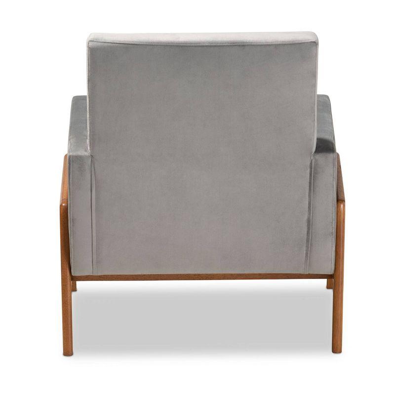 Perris Mid-Century Modern Velvet Fabric Upholstered Wood Lounge Chair Gray - Baxton Studio: Comfy Seating for Living Space
