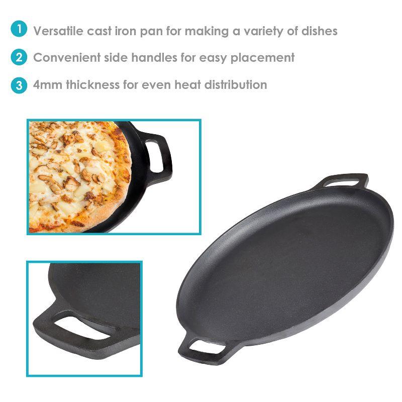 Sunnydaze 13.75" Cast Iron Pizza Pan with Handles