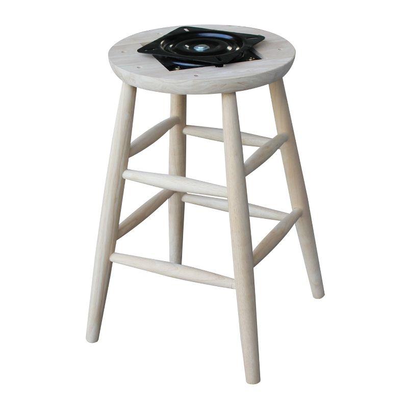 International Concepts Jonathan Swivel Scooped Seat 24" Counter Height Barstool - Unfinished: Rubberwood Frame, No Assembly Required