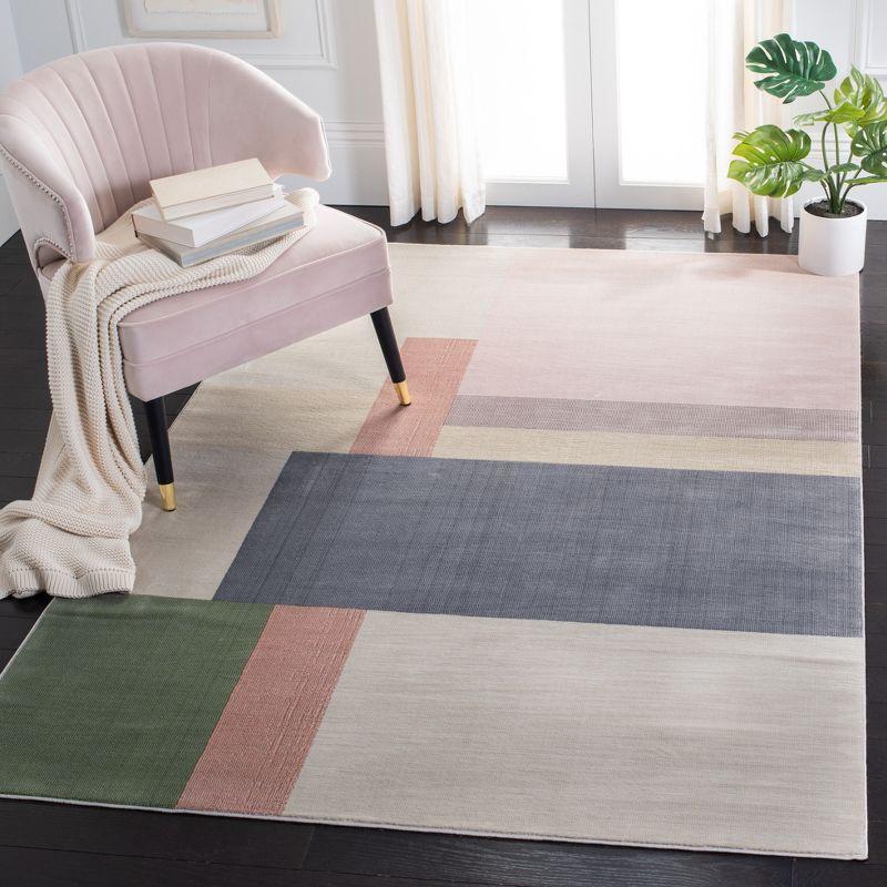 Ivory and Charcoal Abstract Geometric Area Rug