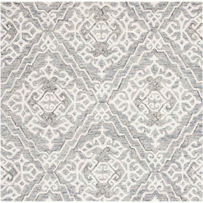 Micro-Loop MLP905 Hand Tufted Area Rug - Grey/Ivory - 5'x5' - Safavieh.