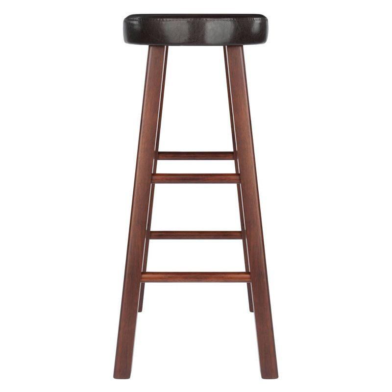 29" 2pc Maria Cushioned Barstools Walnut/Espresso - Winsome: Solid Wood, Faux Leather, Home Bar Seating