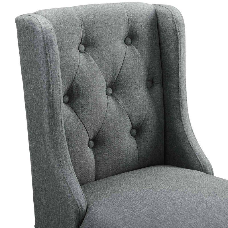 Luxurious Gray Tufted Button Upholstered Fabric Counter Stool