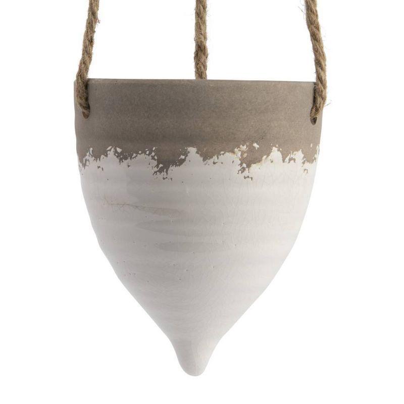 Jute Hanging Planter (8.5") - Storied Home: Indoor Bohemian Stoneware, No Assembly, Ceiling Mount
