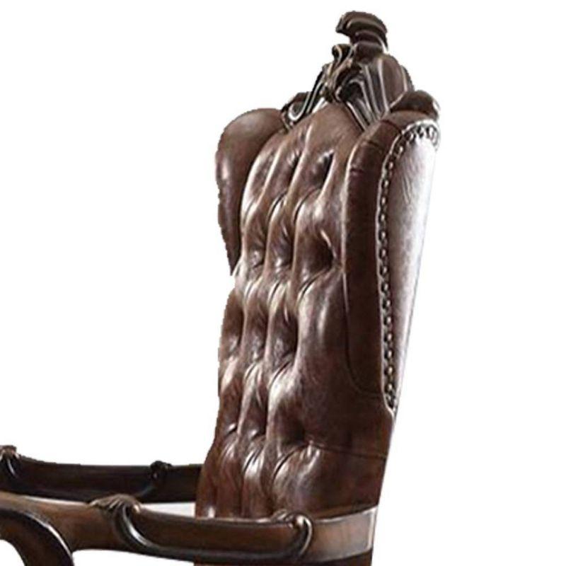 27" Versailles Active Sitting Chair Two Tone Light Brown PU and Cherry Oak - Acme Furniture: Faux Leather, Metal Frame, No Tools Assembly