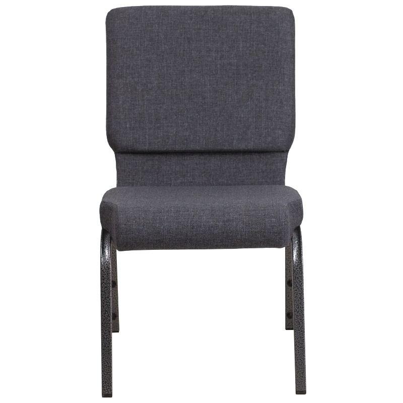 Emma and Oliver 18.5"W Stack Church Chair, Dark Gray Fabric/Silver Vein Frame