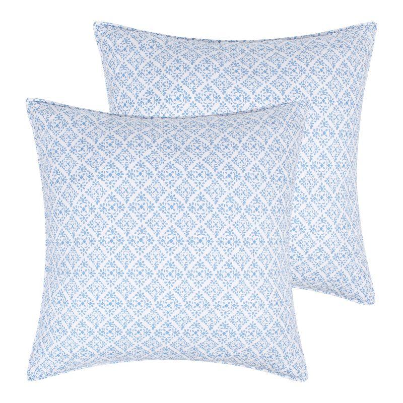 Eleni Blue and White Cotton Euro Shams Set of 2