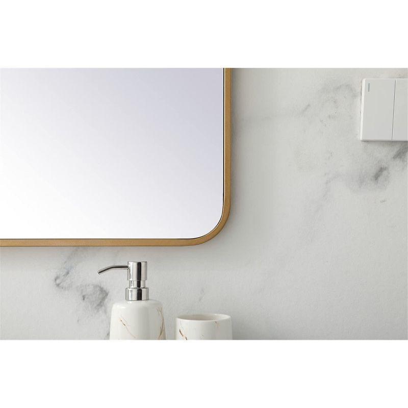 Elegant Lighting Soft corner metal rectangular mirror 27x36 inch in Brass