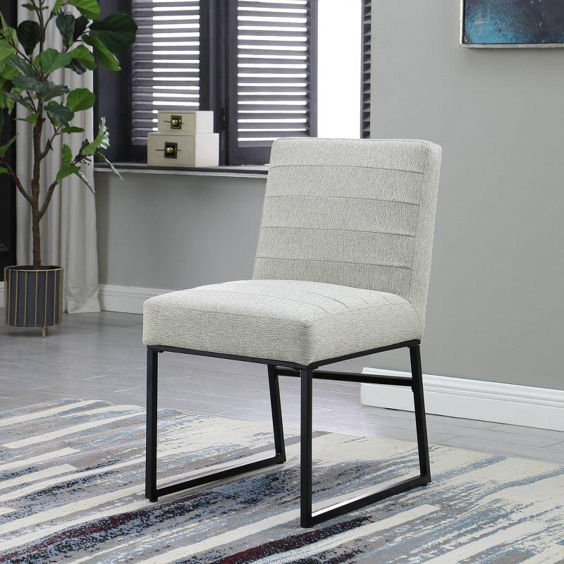 Channeled Metal Dining Chair: HomePop Modern Espresso Legs, Polyester Upholstery, 250lb Capacity