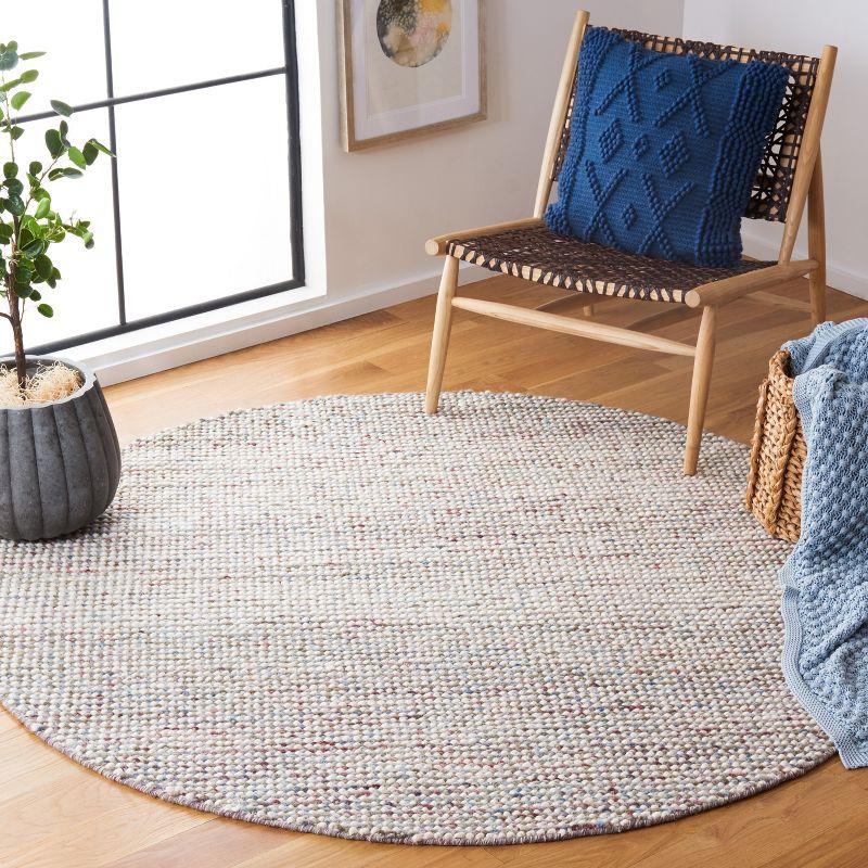 Vermont Handwoven Ivory/Grey Wool 6ft Round Area Rug