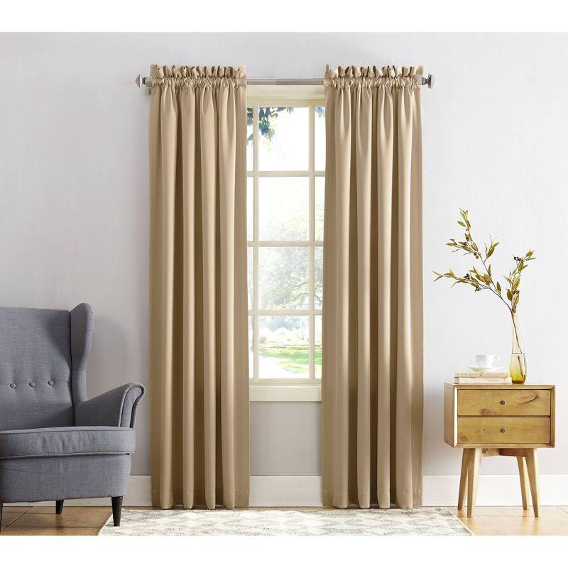 54"x63" Sun Zero Room Darkening Seymour Rod Pocket Curtain Panel Taupe: Energy Efficient, Noise Reduction, Indoor Use