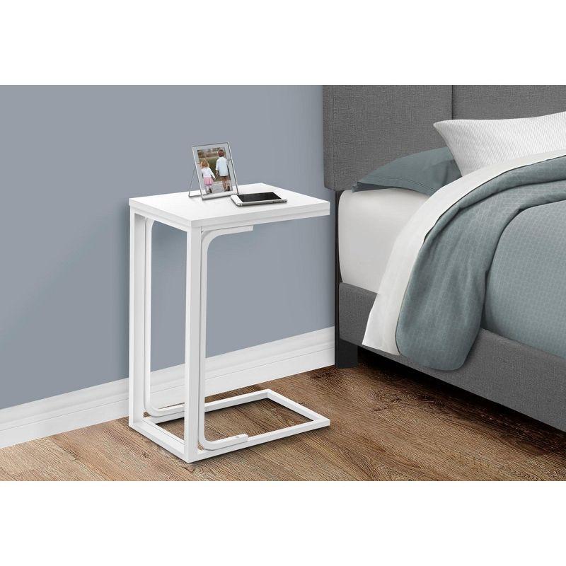 Monarch Specialties Accent Table C-Shaped End Side Snack Living Room Bedroom Metal Laminate White Contemporary Modern