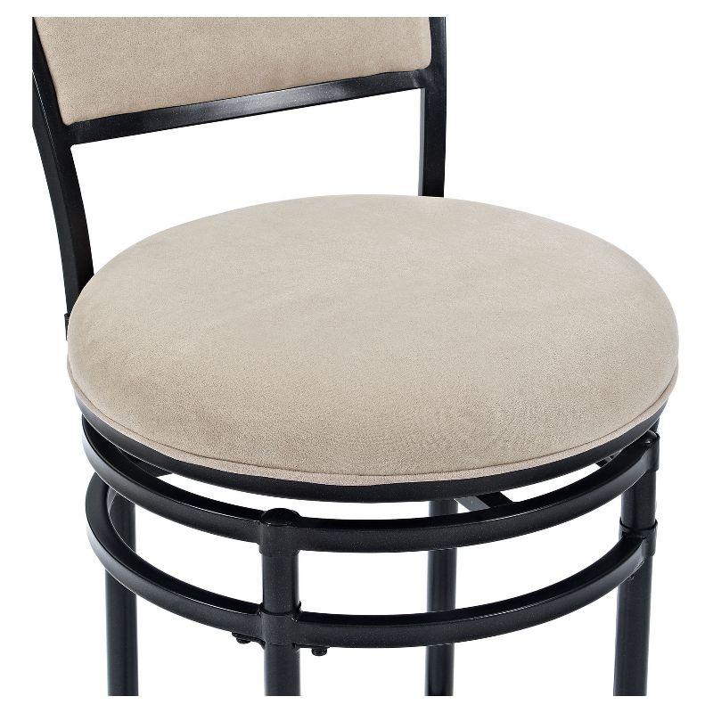 Rachel Swivel Barstool Black with Cushion White - Crosley: Metal Frame, Padded Back, 30" Fixed Height