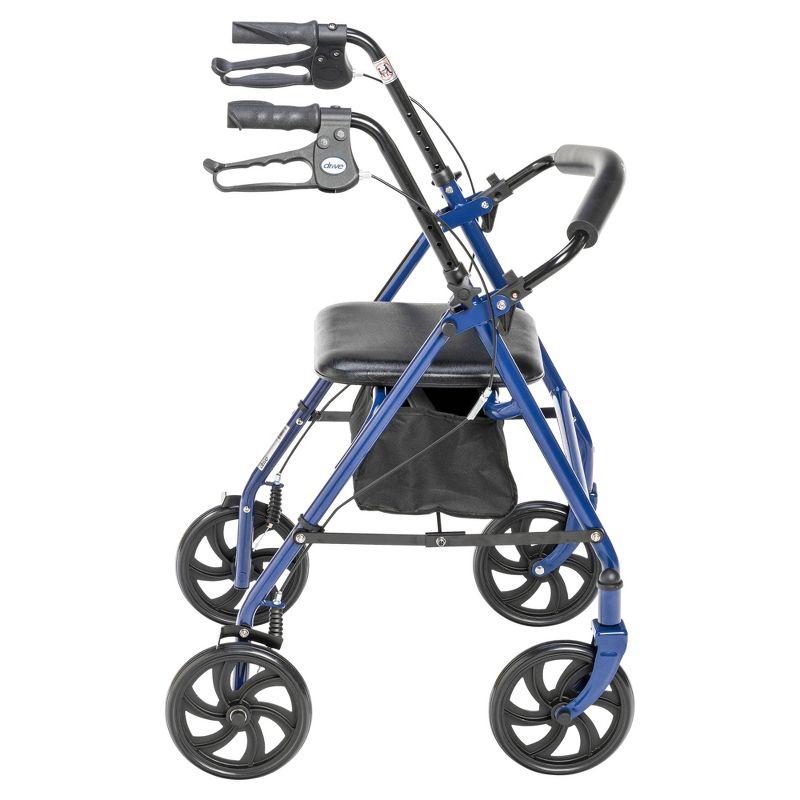 Drive Medical Four Wheel Walker Rollator with Fold Up Removable Back Support, Blue