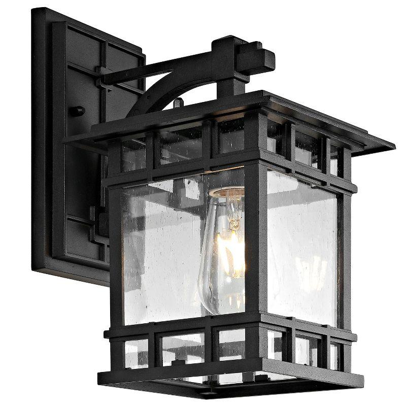 Black Aluminum Mission-Style Outdoor Wall Lantern with Clear Glass