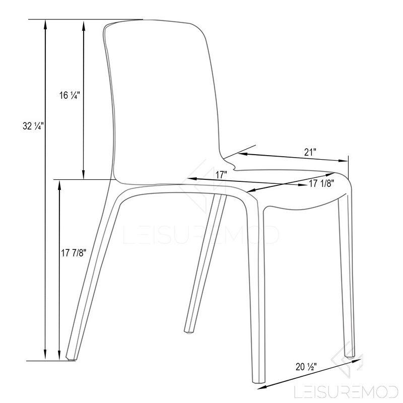 LeisureMod Murray Modern Plastic Dining Chair, Set of 2