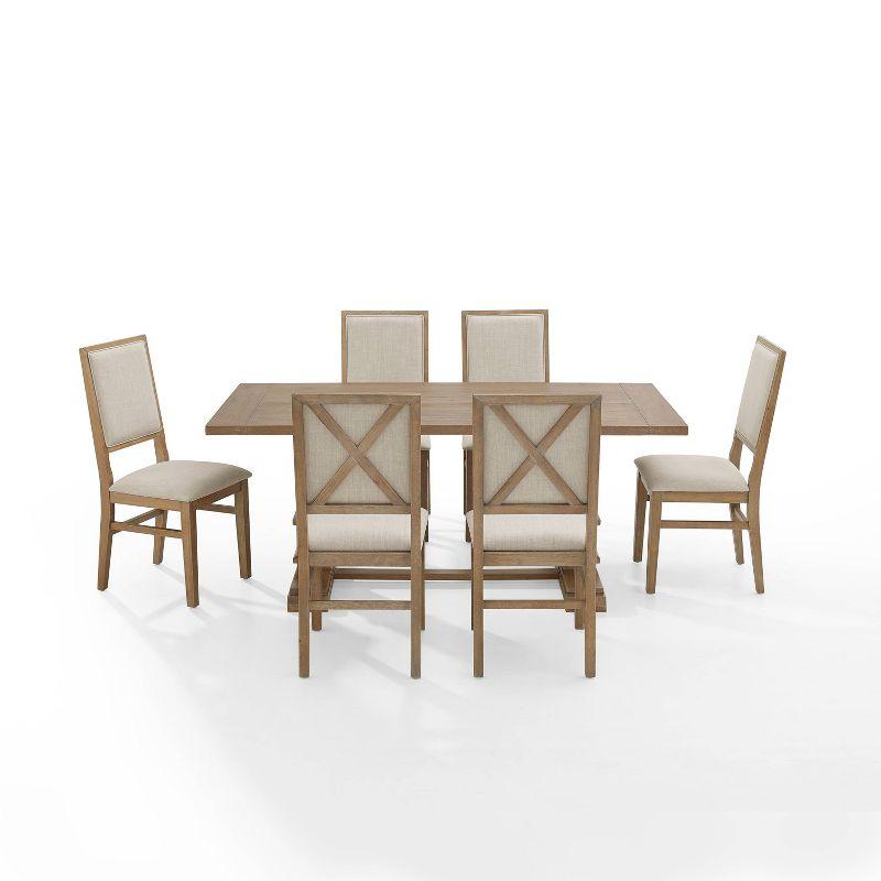 7pc Joanna Dining Set with 6 Upholstered Back Chairs Rustic Brown - Crosley