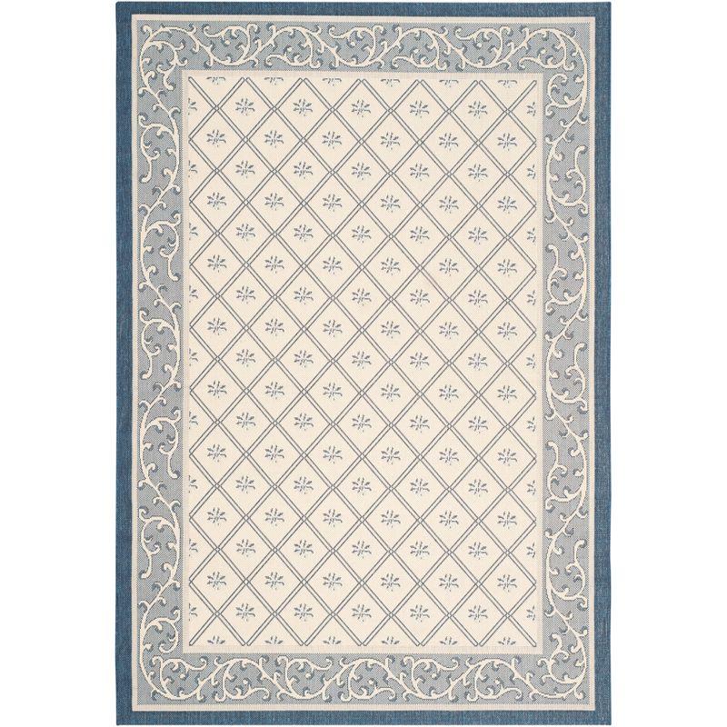 Courtyard CY7427 UV & Stain Resistant Non-Shedding Power Loomed Indoor/Outdoor Area Rug - Beige/Navy - 5'3"x7'7" - Safavieh