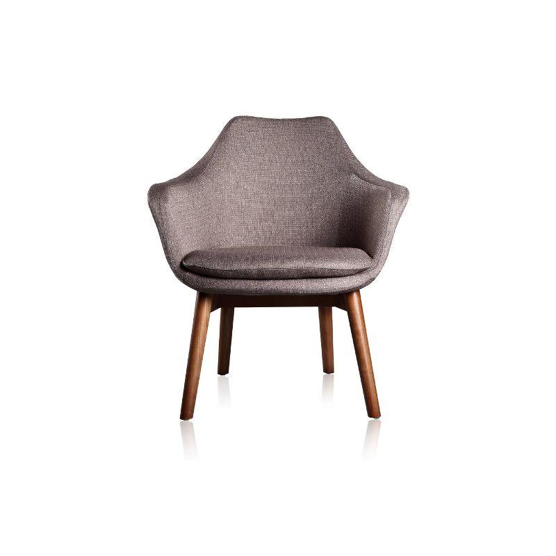 Modern Gray Faux Leather Accent Chair with Ash Wood Legs