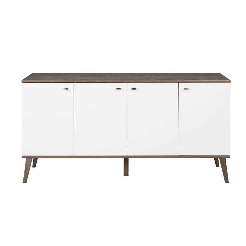 Milo Mid-Century Modern Drifted Gray and White 4-Door Buffet Server