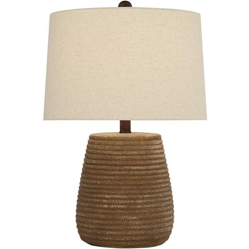 Sandstone 23" Rustic Ceramic Table Lamp with White Linen Shade