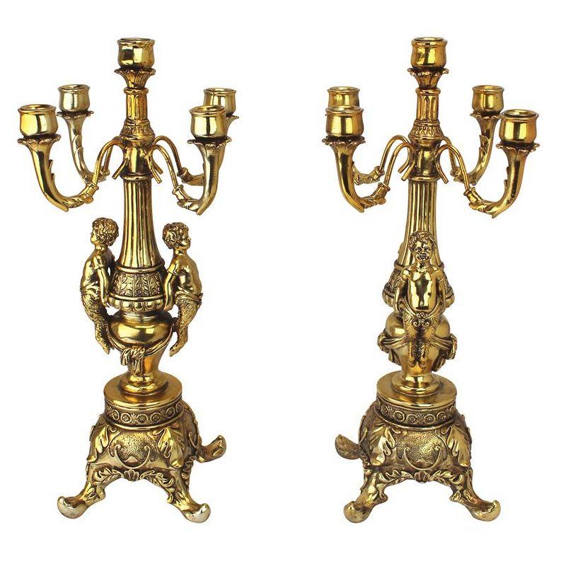 Grande Chateau Antique Gold Resin Rococo Candelabra Set