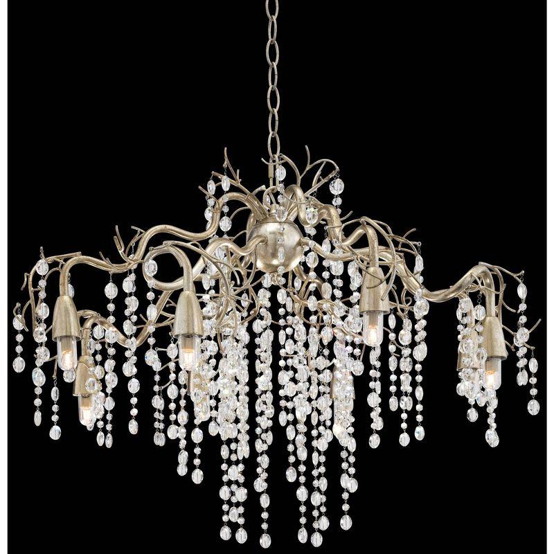 Champagne Silver Branches Chandelier with Clear Crystal Strands