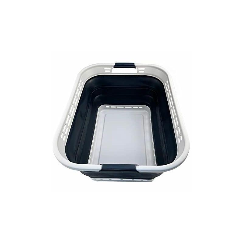 SAMMART 42L (11 Galloons) Collapsible Plastic Laundry Basket, Grey/Slate Grey