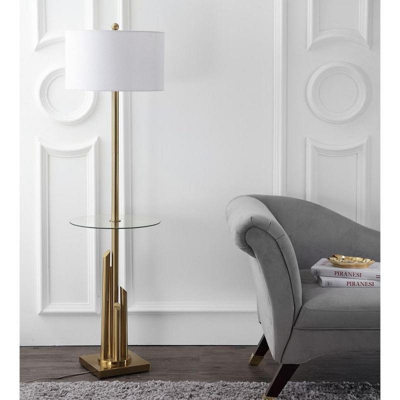 Ambrosio 61 Inch H Floor Lamp Side Table - Brass/Gold - Safavieh