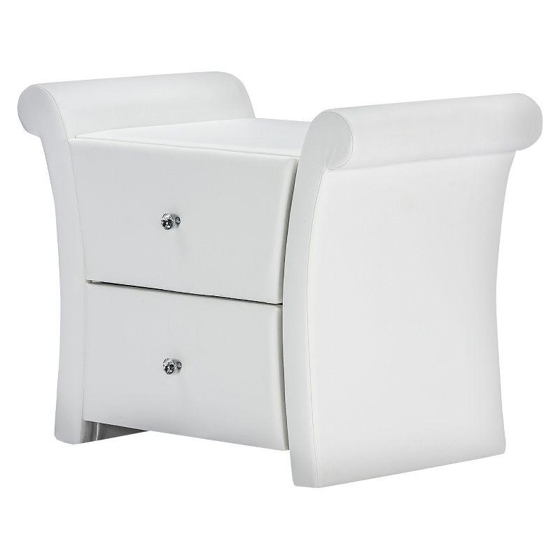 White Faux Leather 2-Drawer Modern Nightstand