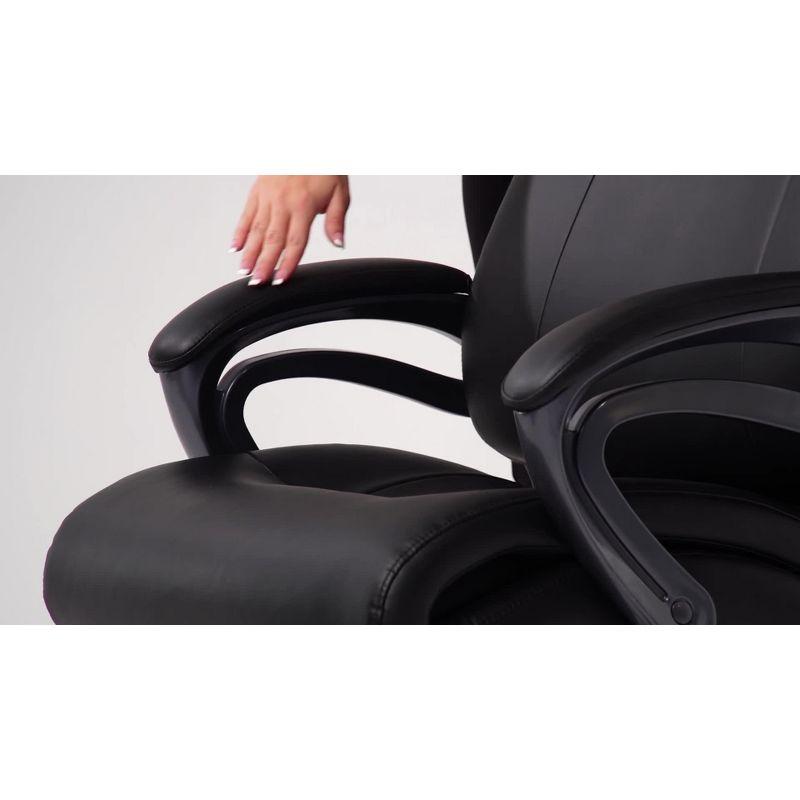 Double Layer Executive Chair Gray - Boss Office Products: LeatherPlus, Pneumatic Lift, 27" Nylon Base